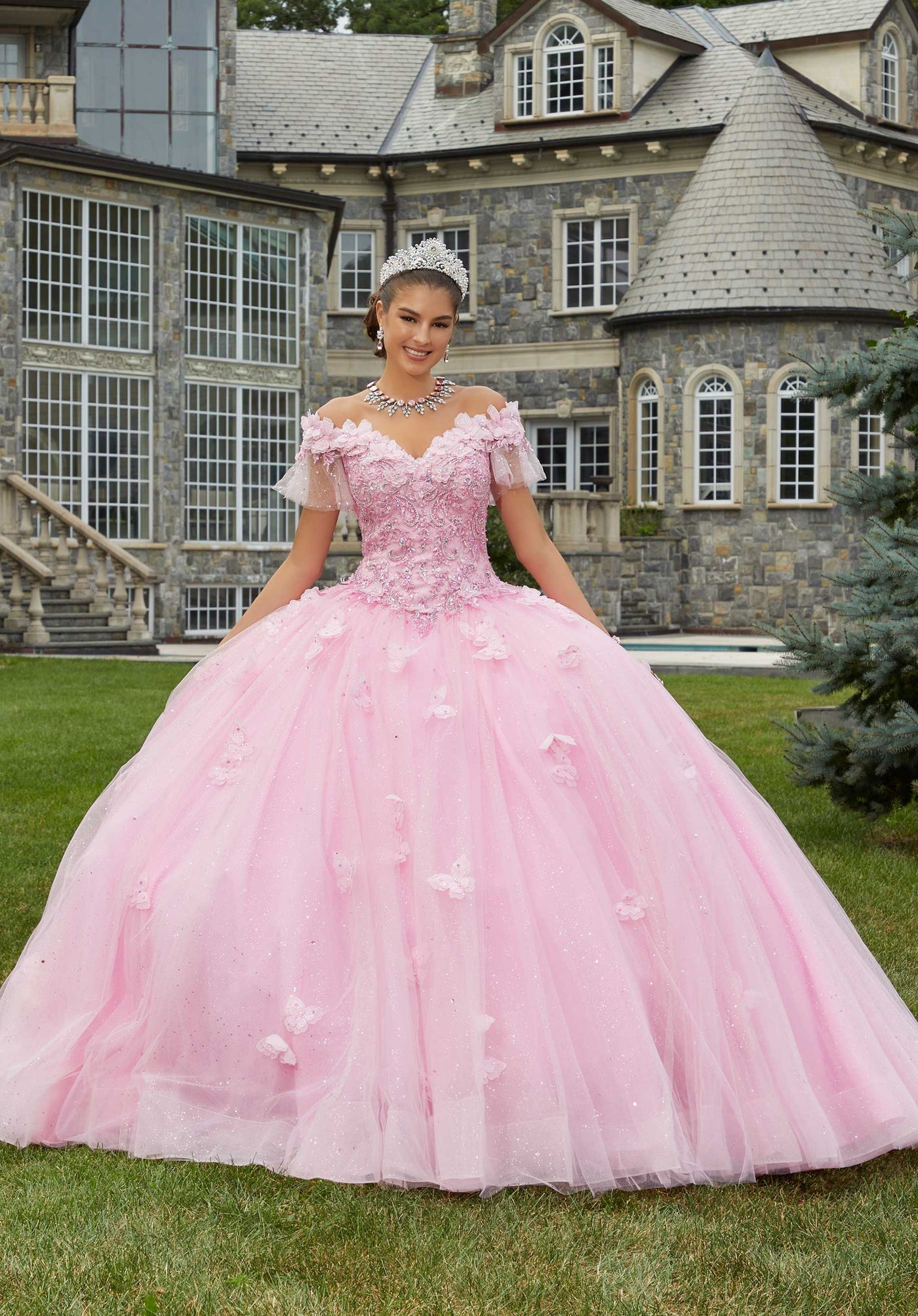 MORILEE #89404 Pucker up Pink Rhinestone Embroidered Quinceaera Dress PROM BAE MORILEE #89404 Pucker up Pink Rhinestone Embroidered Quinceaera Dress PROM BAE
