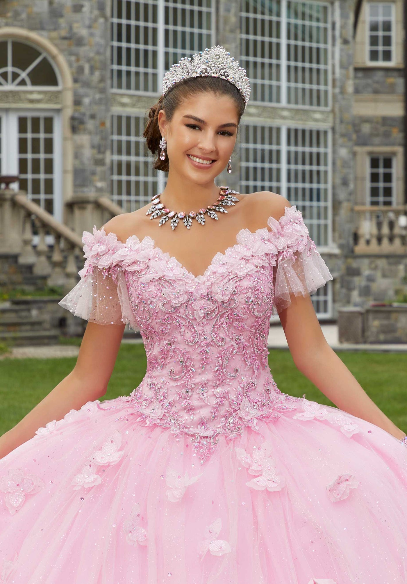MORILEE #89404 Pucker up Pink Rhinestone Embroidered Quinceañera Dress – PROM BAE MORILEE #89404 Pucker up Pink Rhinestone Embroidered Quinceañera Dress – PROM BAE
