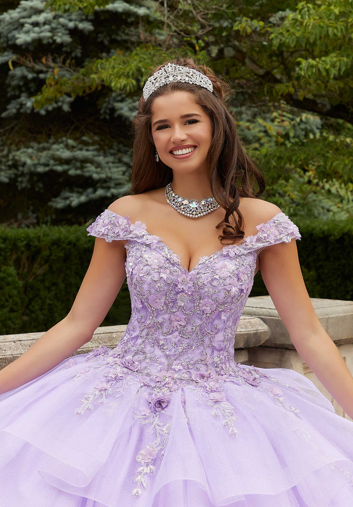 open lace back dress morilee #89409 Light Purple Three-Dimensional Floral Quinceañera Dress –  PROM BAE