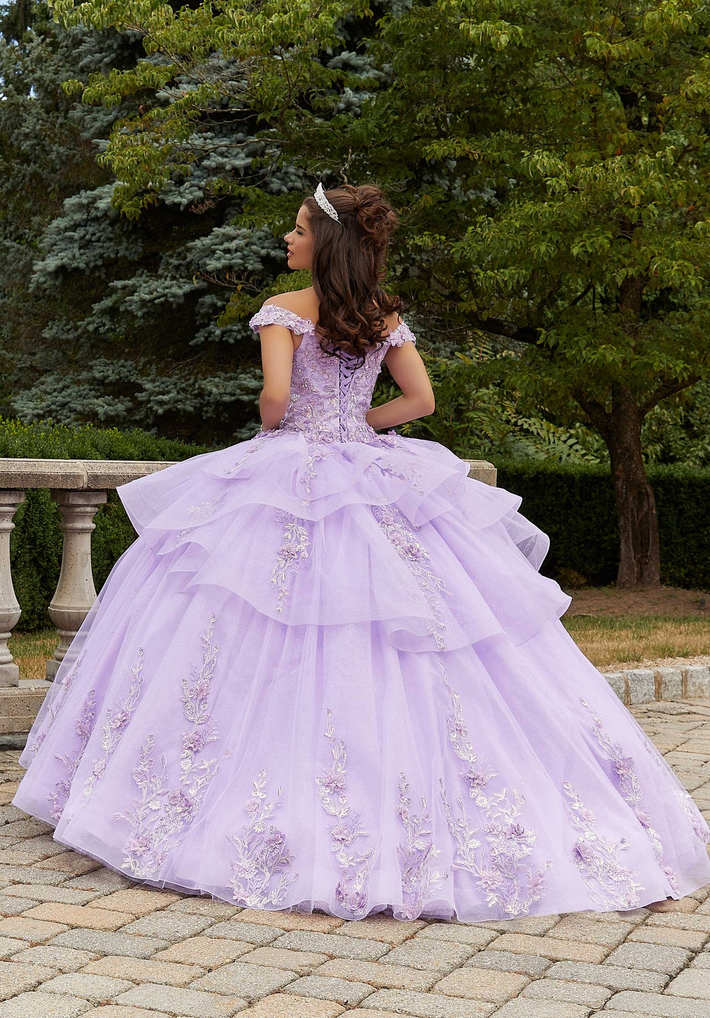 morilee #89409 Light Purple Three-Dimensional Floral Quinceaera Dress with Flounced Overskirt morilee #89409 Light Purple Three-Dimensional Floral Quinceaera Dress with Flounced Overskirt
