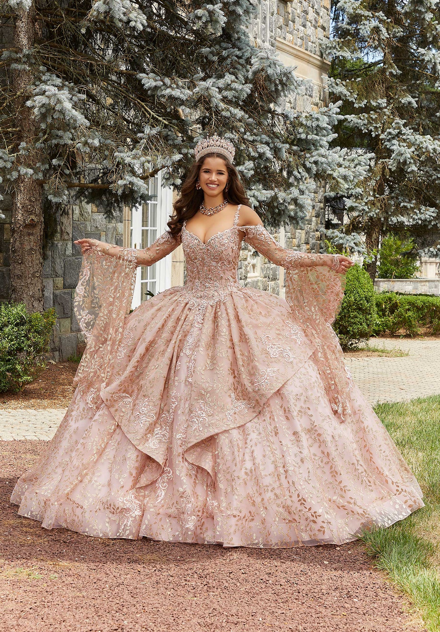 MORILEE #89416 BLUSH/ROSE GOLD Rhinestone and Crystal Beaded Patterned PROM BAE MORILEE #89416 BLUSH/ROSE GOLD Rhinestone and Crystal Beaded Patterned PROM BAE